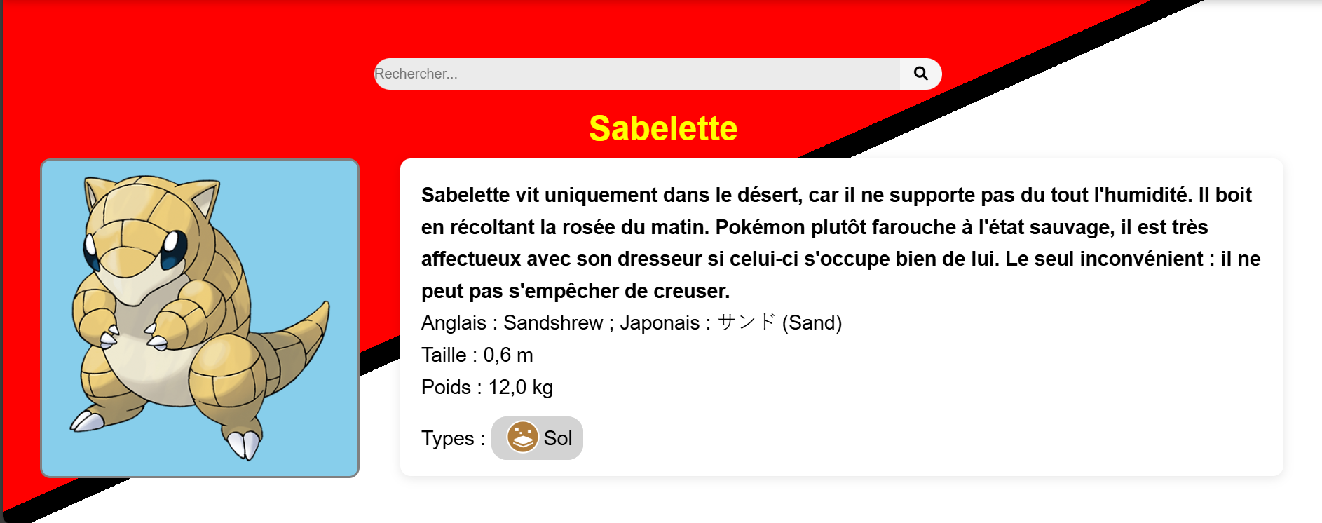 Pokédex Fiche détaillée